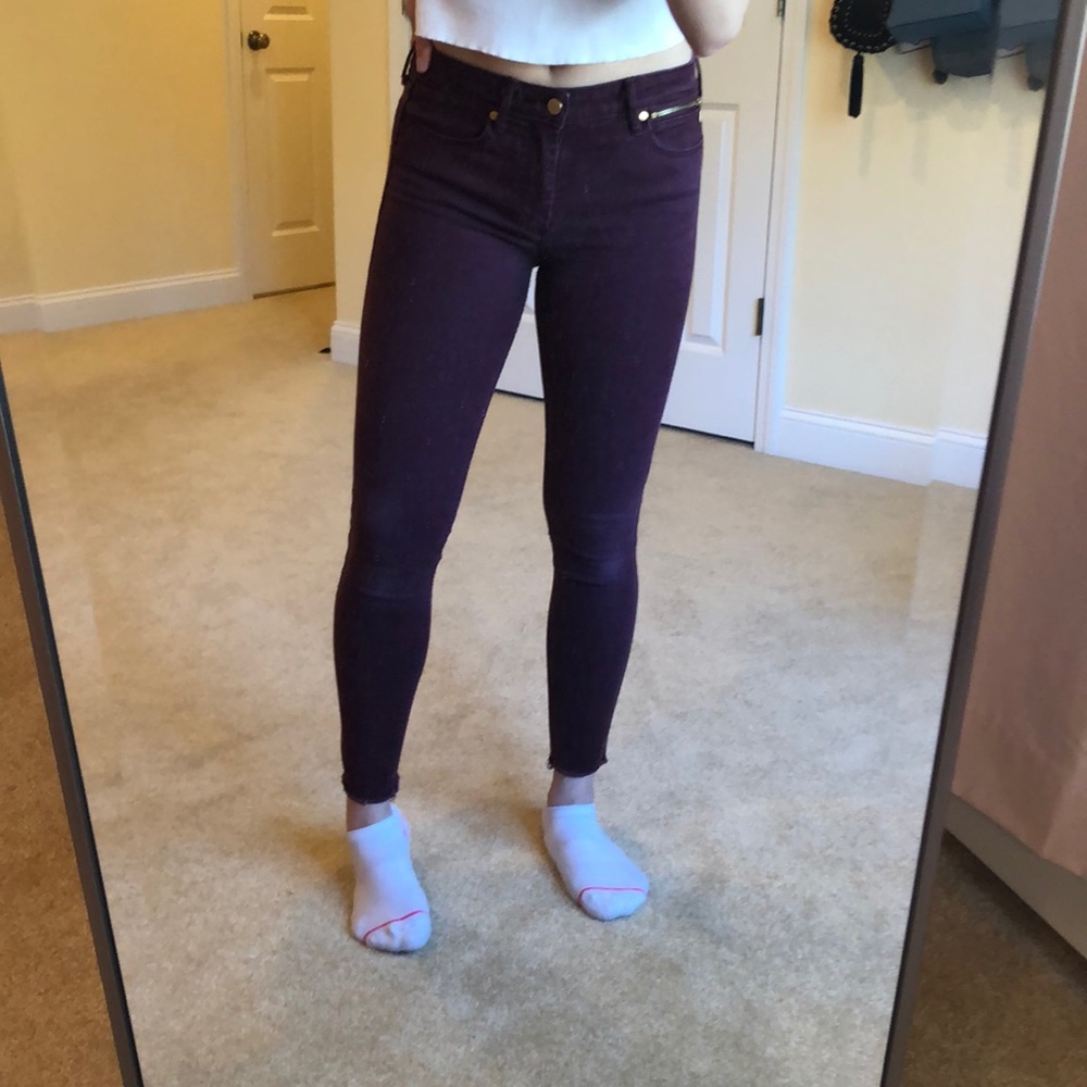 Burgundy skinny jeans